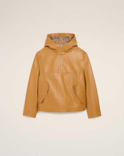 AmiParis Yellow Cow Leather Hooded Jacket