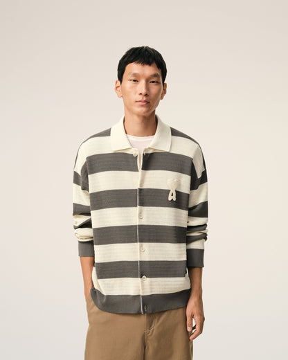 White And Brown Cotton Ami De Coeur Cardigan