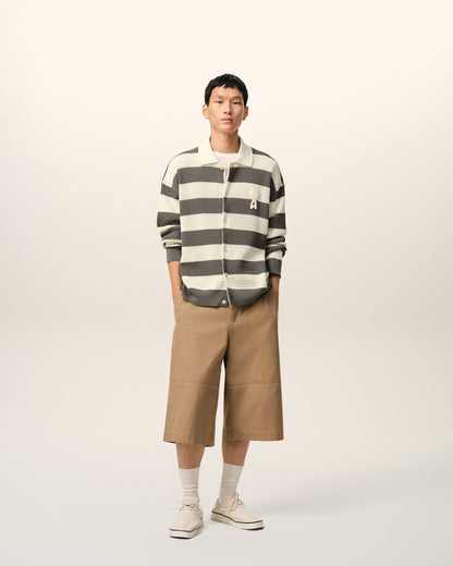 White And Brown Cotton Ami De Coeur Cardigan