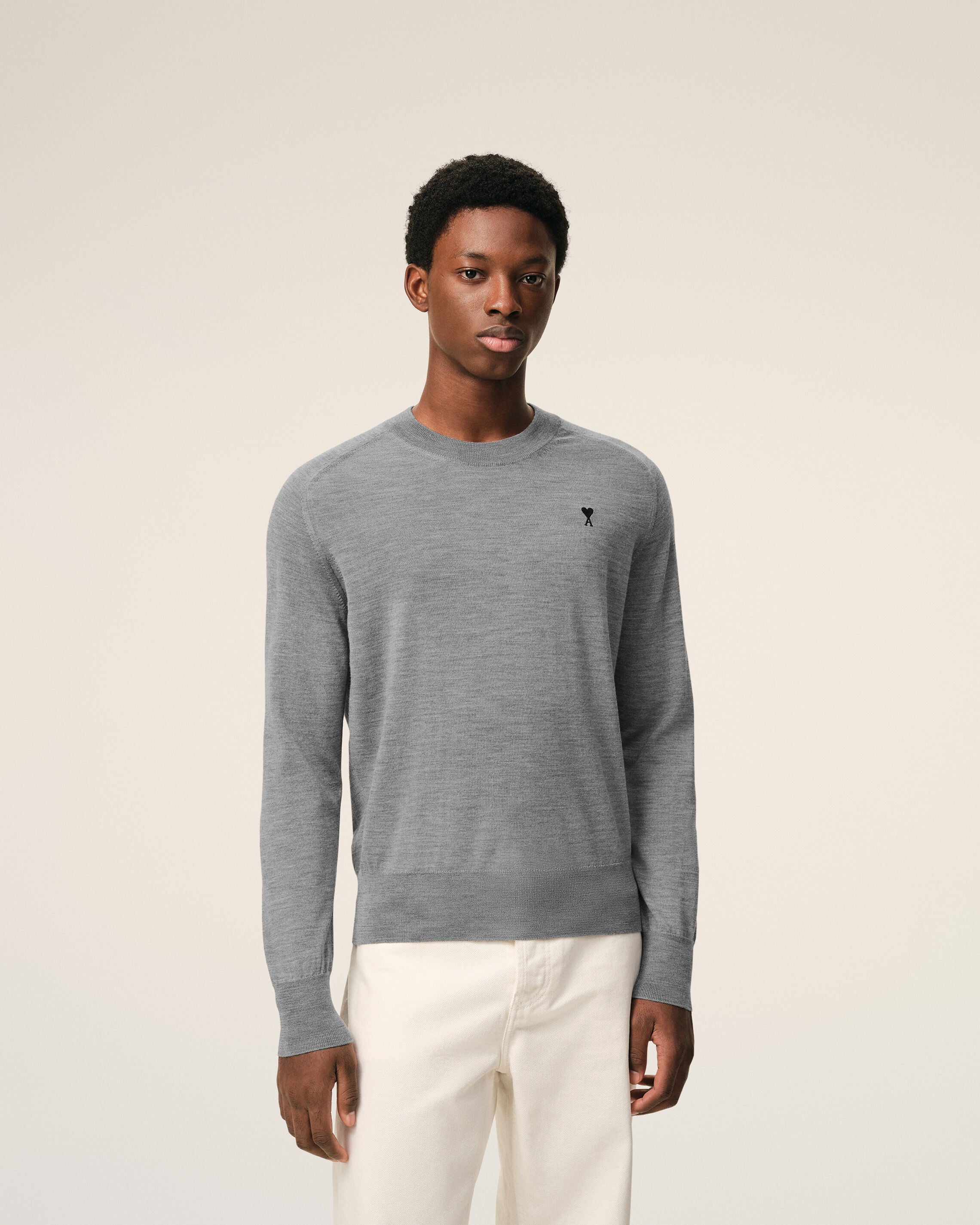 Grey Wool Crewneck Ami De Coeur Sweater
