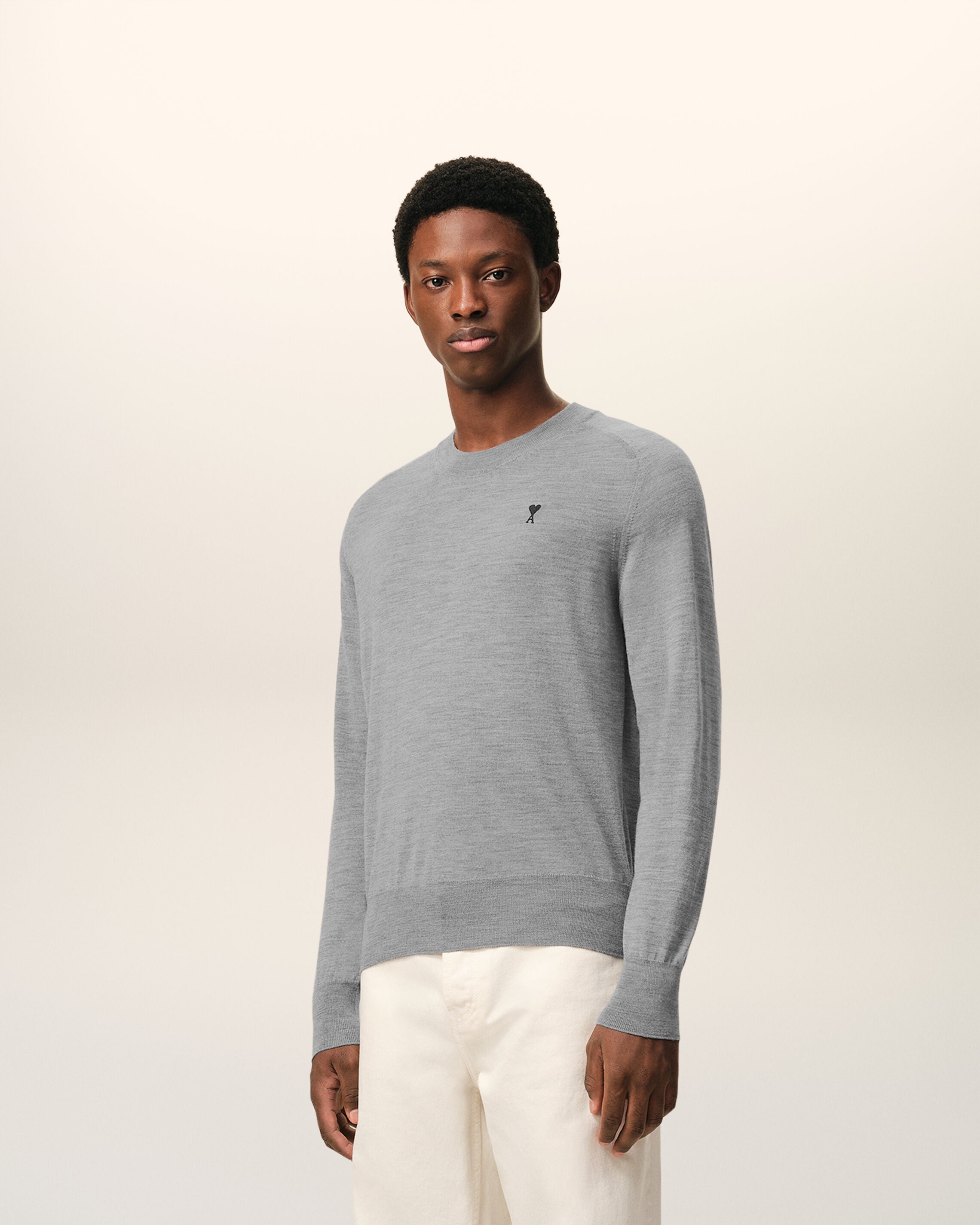 Grey Wool Crewneck Ami De Coeur Sweater
