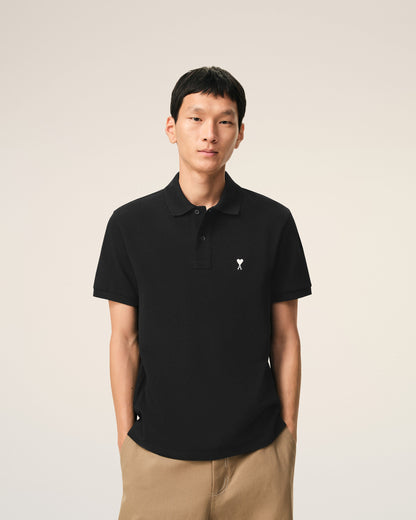 Black Cotton Short Sleeves Ami De Coeur Polo Shirt