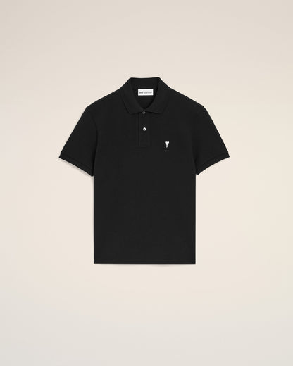 Black Cotton Short Sleeves Ami De Coeur Polo Shirt