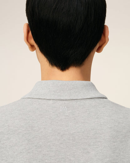 Grey Cotton Contrasted Ami De Coeur Polo Shirt