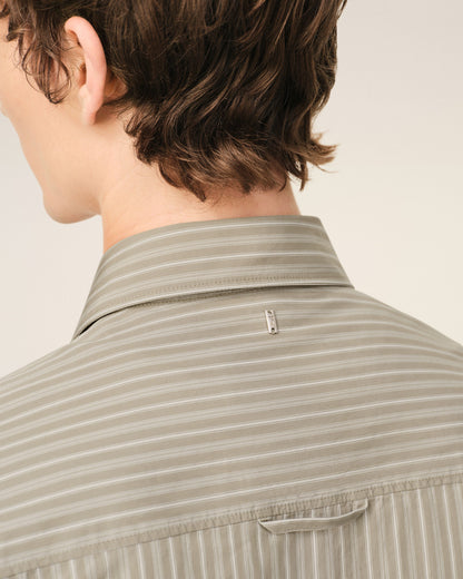 AmiParis Beige Cotton Long Sleeve Ruffled Adjusted Shirt