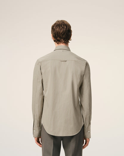 AmiParis Beige Cotton Long Sleeve Ruffled Adjusted Shirt