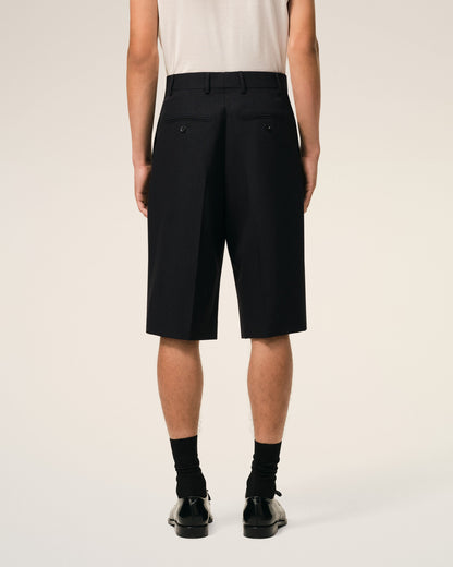 AmiParis Black New Wool Low Waist Wide Bermuda Shorts