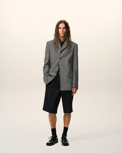 AmiParis Black New Wool Low Waist Wide Bermuda Shorts