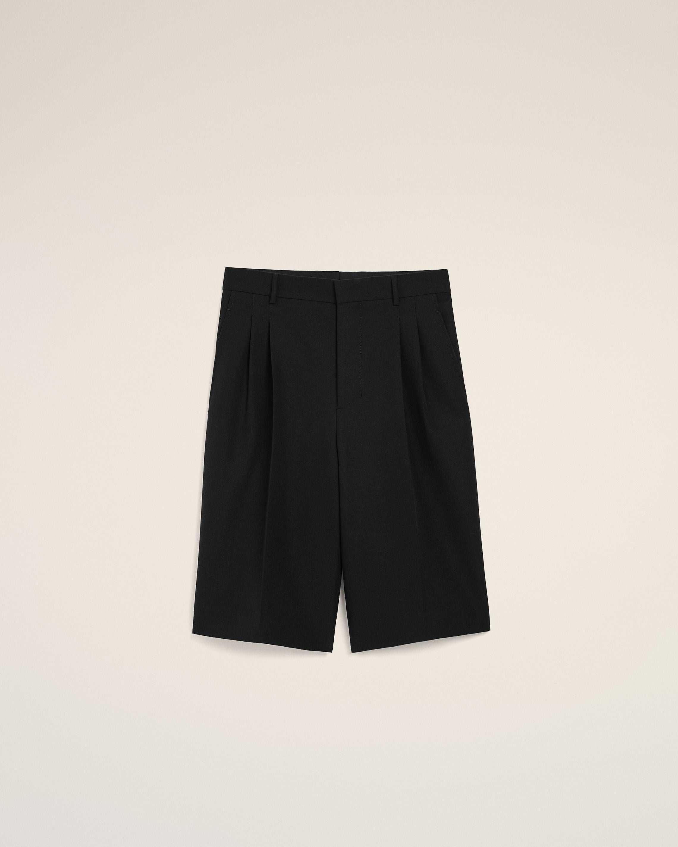 AmiParis Black New Wool Low Waist Wide Bermuda Shorts