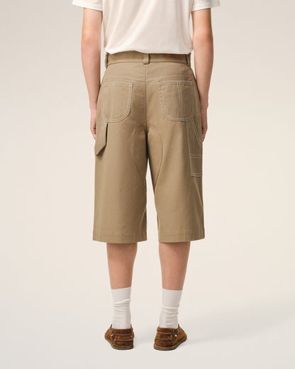 AmiParis Beige Cotton Worker Bermuda Shorts