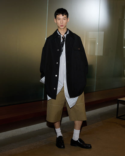 AmiParis Beige Cotton Worker Bermuda Shorts