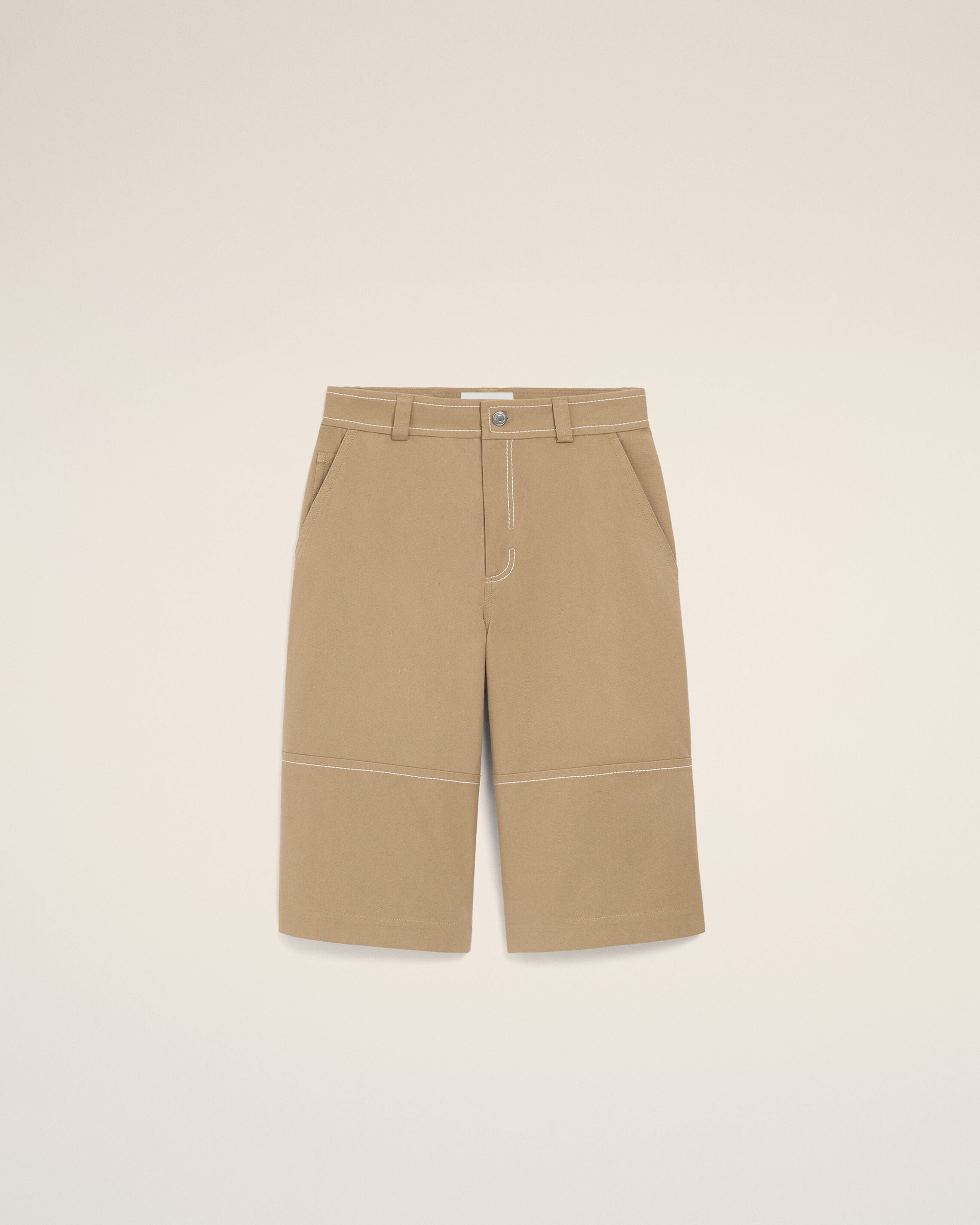 AmiParis Beige Cotton Worker Bermuda Shorts