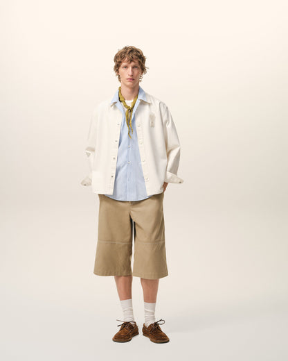 AmiParis Beige Cotton Worker Bermuda Shorts