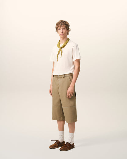 AmiParis Beige Cotton Worker Bermuda Shorts