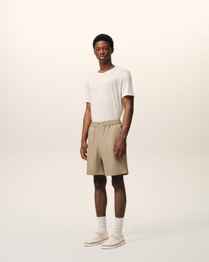 Beige Cotton Elasticated Waist Ami De Coeur Shorts