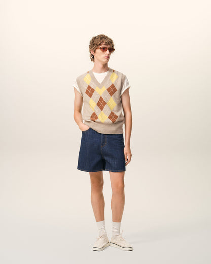 Blue Cotton Shorts With Ami Paris Heritage Label