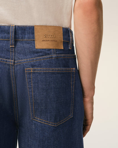 AmiParis Blue Cotton Loose Bermuda Shorts