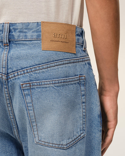 AmiParis Blue Cotton Large Fit Bermuda Shorts