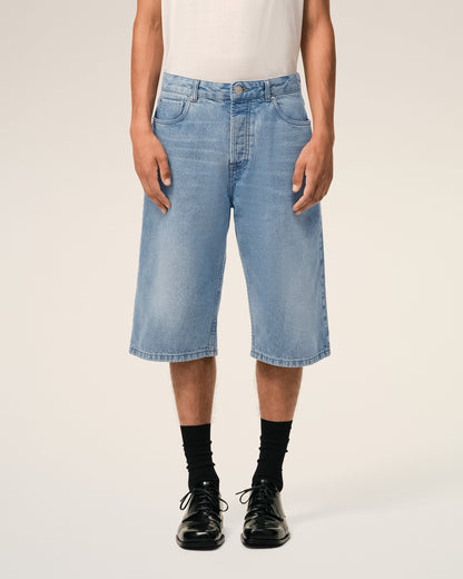 AmiParis Blue Cotton Large Fit Bermuda Shorts