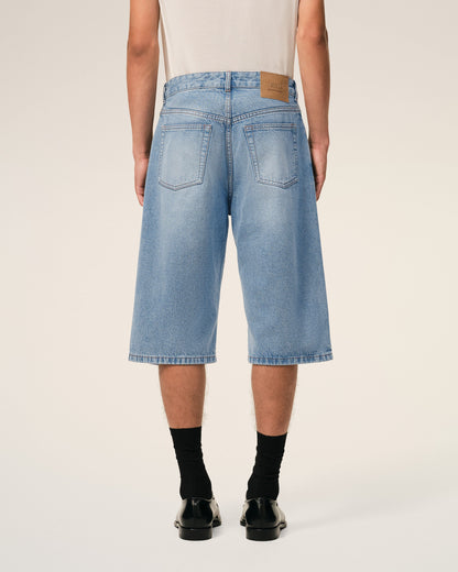 AmiParis Blue Cotton Large Fit Bermuda Shorts