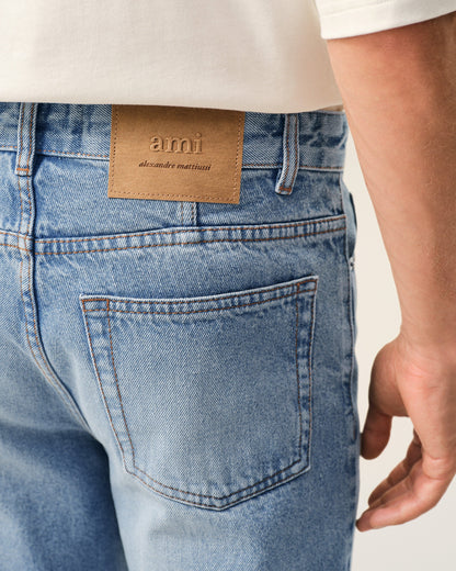 AmiParis Blue Cotton Tapered Fit Jeans