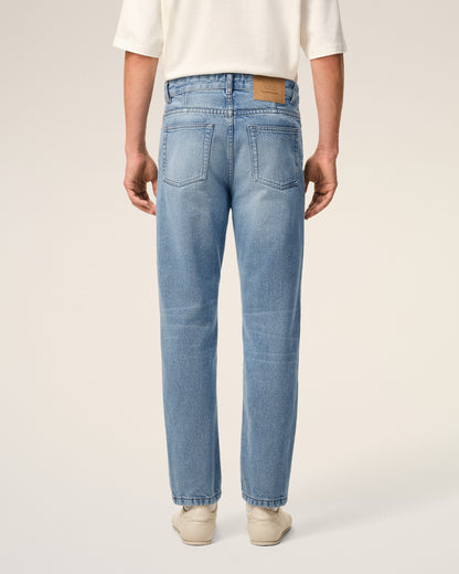 AmiParis Blue Cotton Tapered Fit Jeans