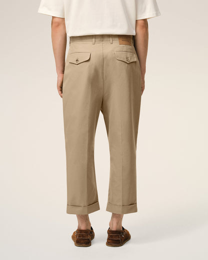 AmiParis Beige Cotton Carrot Oversized Trousers