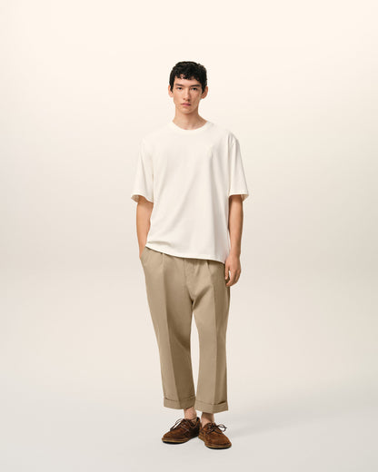 AmiParis Beige Cotton Carrot Oversized Trousers