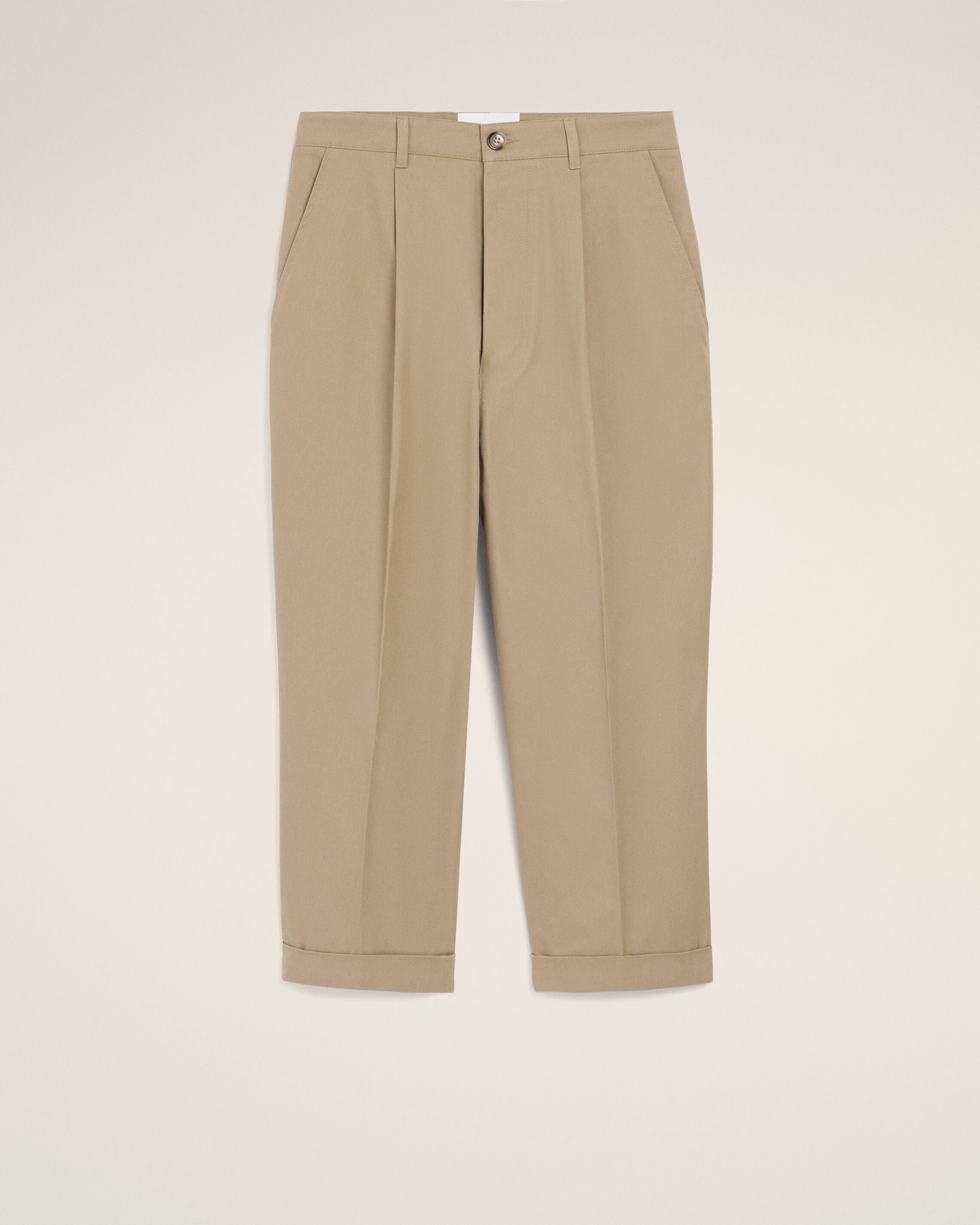 AmiParis Beige Cotton Carrot Oversized Trousers