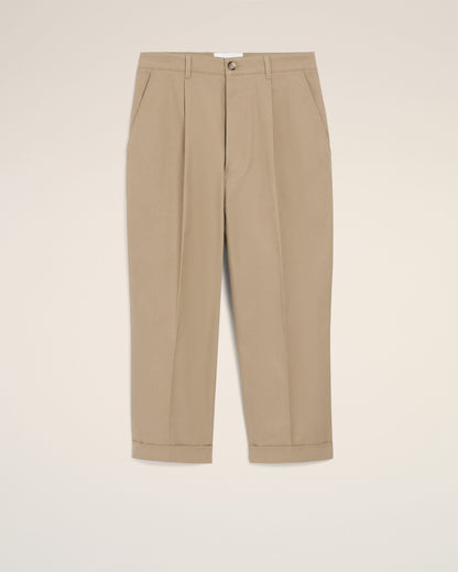 AmiParis Beige Cotton Carrot Oversized Trousers