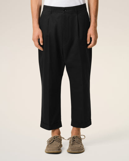 AmiParis Black Cotton Carrot Oversized Trousers