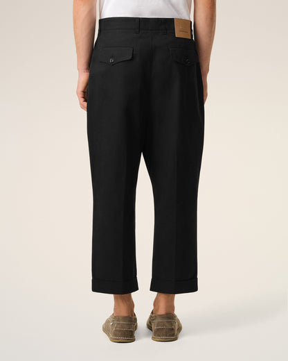 AmiParis Black Cotton Carrot Oversized Trousers