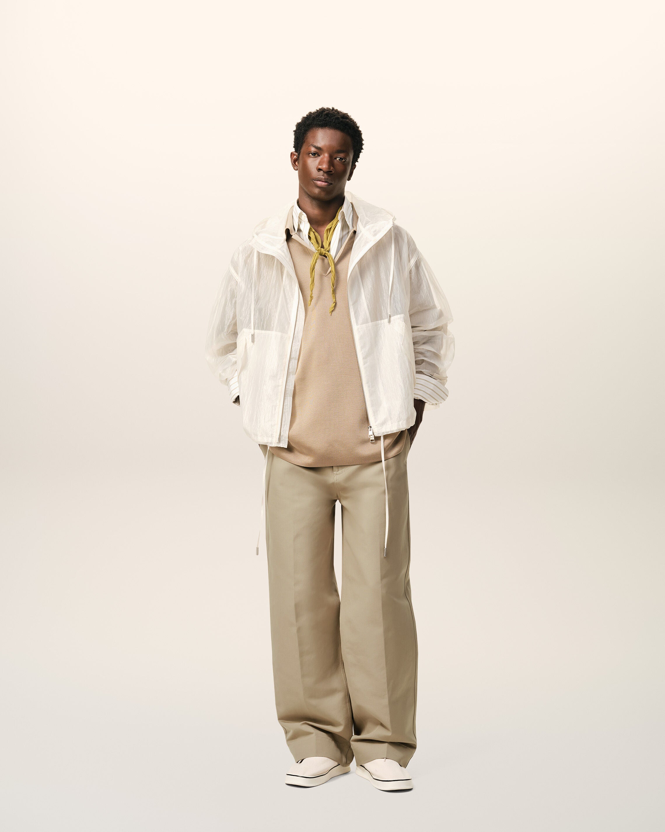 AmiParis Beige Cotton Baggy Trousers