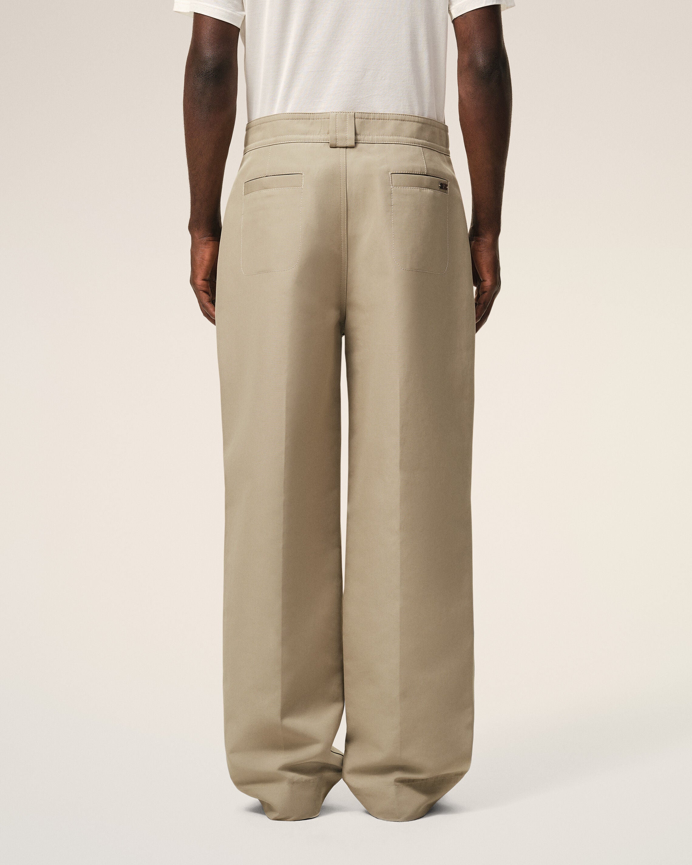 AmiParis Beige Cotton Baggy Trousers