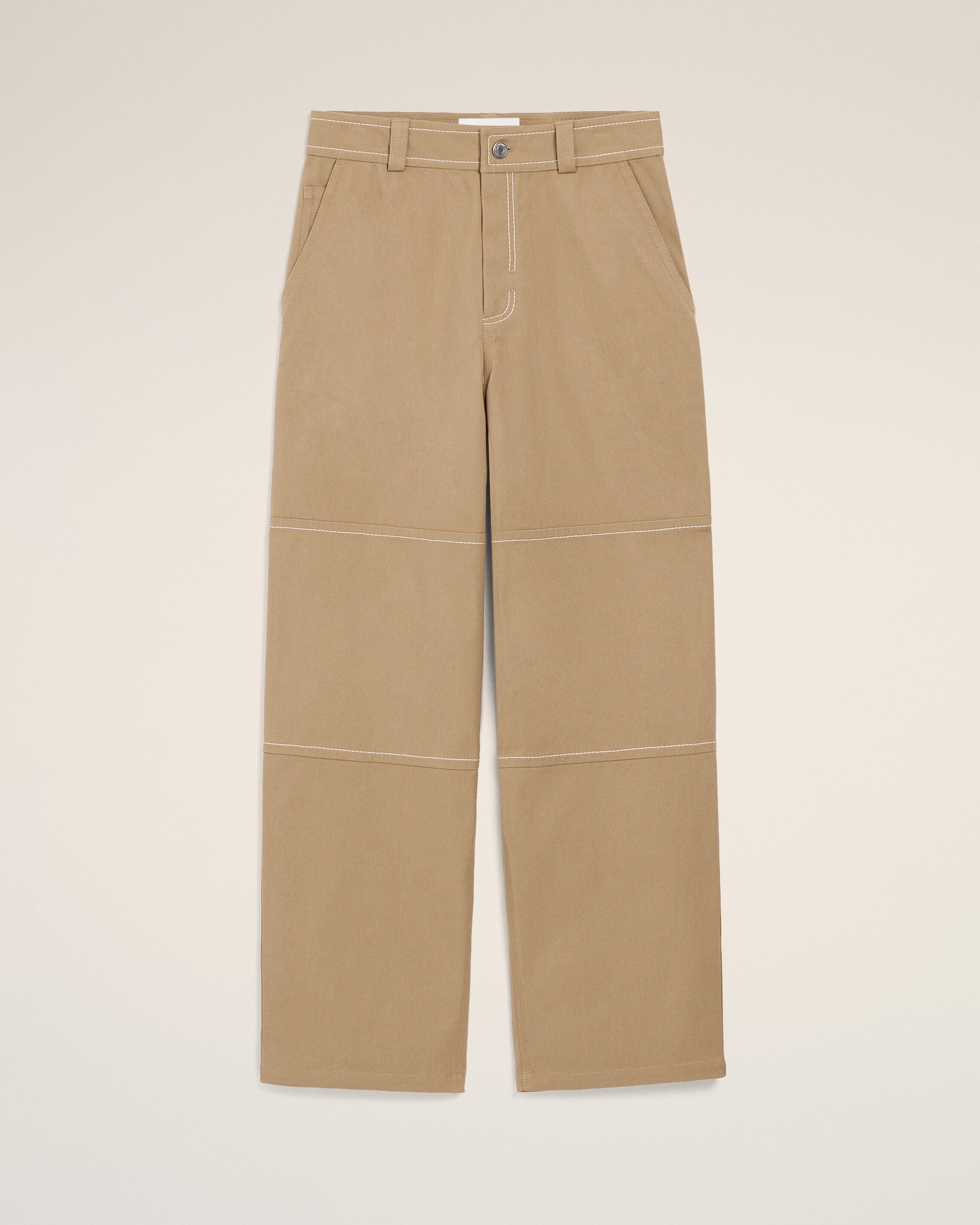 AmiParis Beige Cotton Worker Trousers