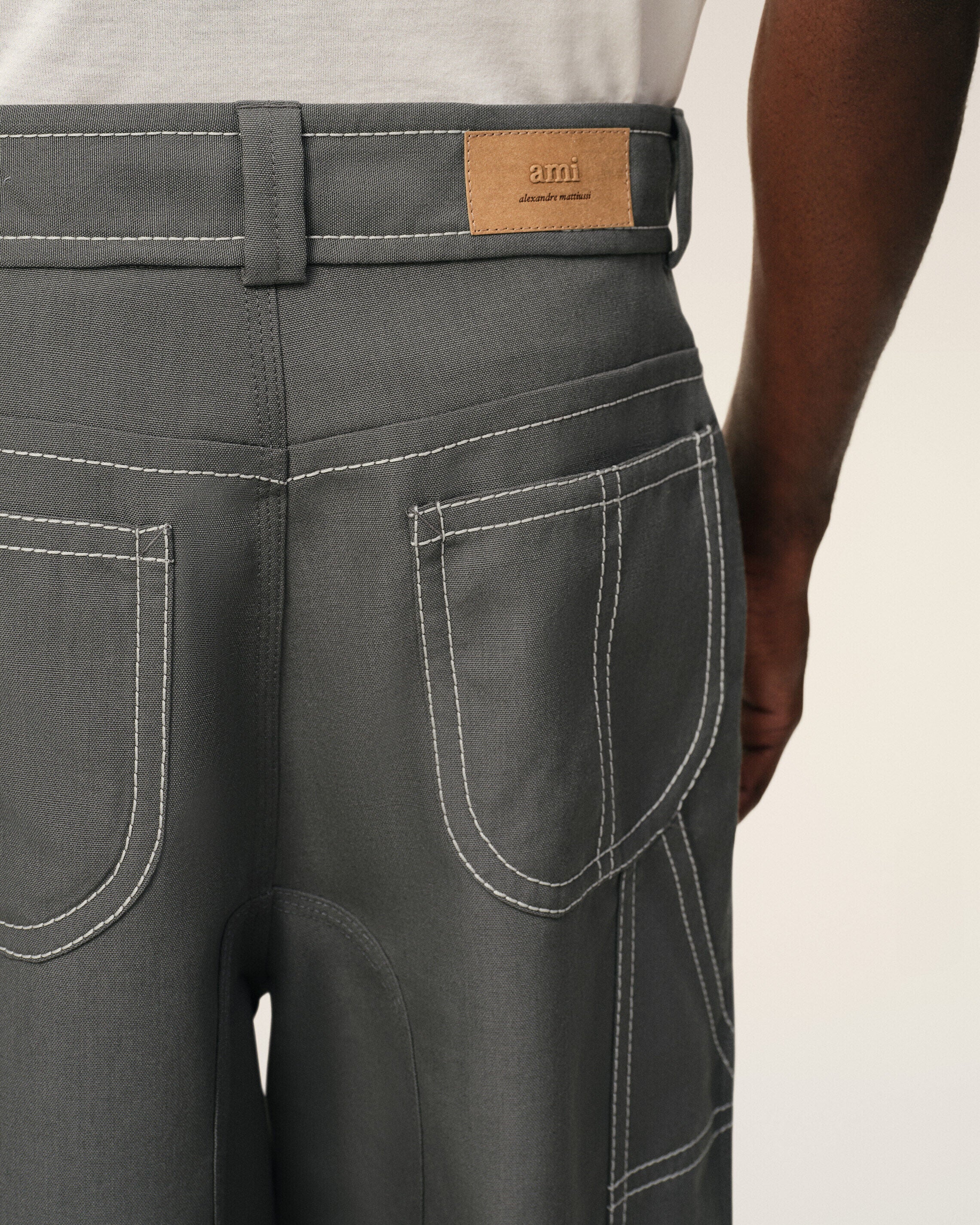 AmiParis Grey New Wool Worker Trousers