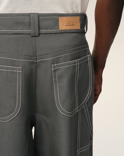 AmiParis Grey New Wool Worker Trousers