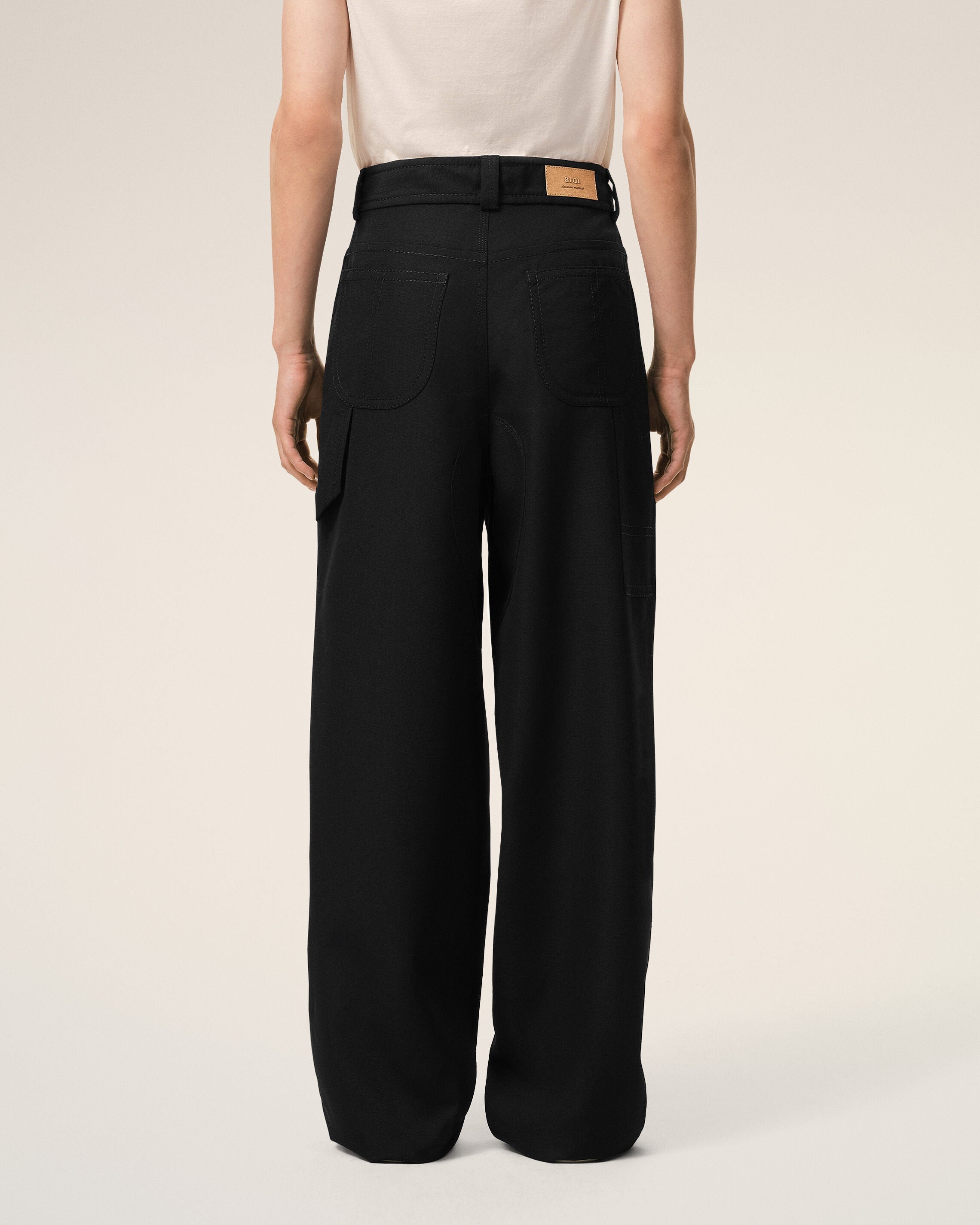 AmiParis Black New Wool Worker Trousers