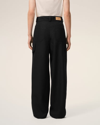 AmiParis Black New Wool Worker Trousers