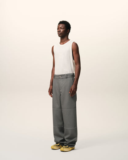 AmiParis Grey New Wool Worker Trousers