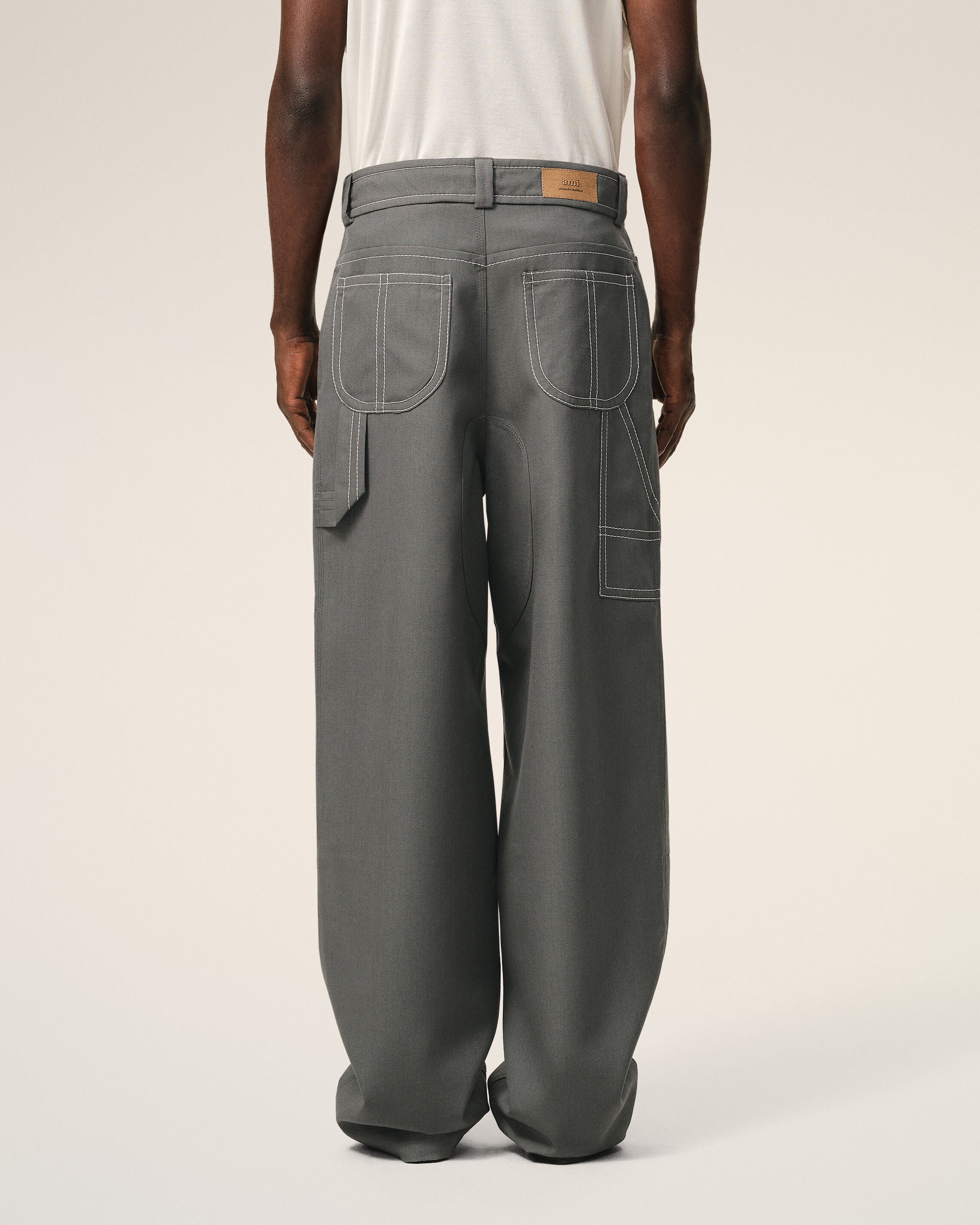 AmiParis Grey New Wool Worker Trousers