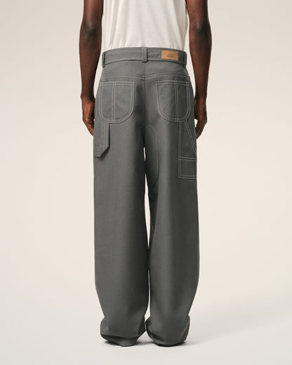 AmiParis Grey New Wool Worker Trousers