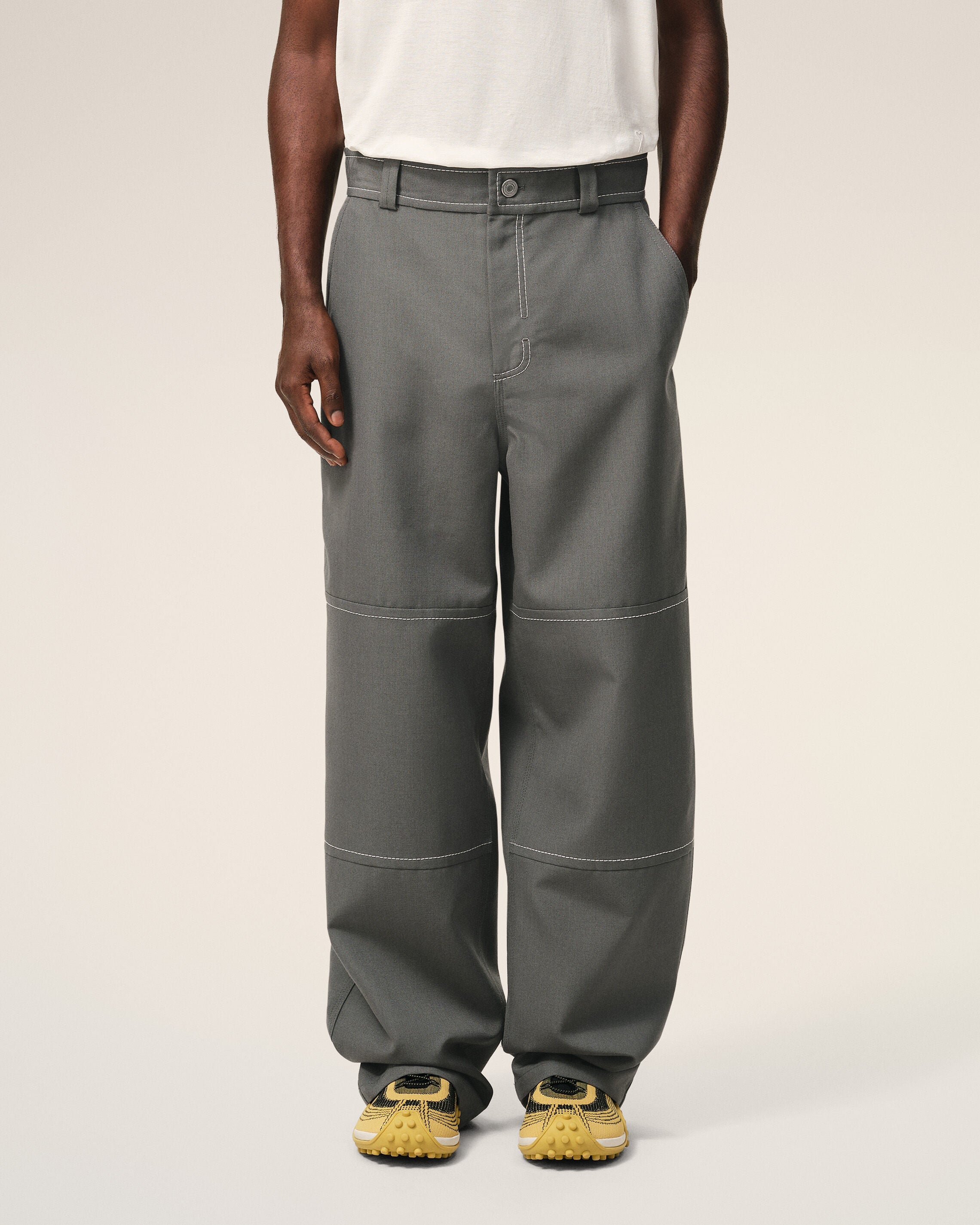 AmiParis Grey New Wool Worker Trousers