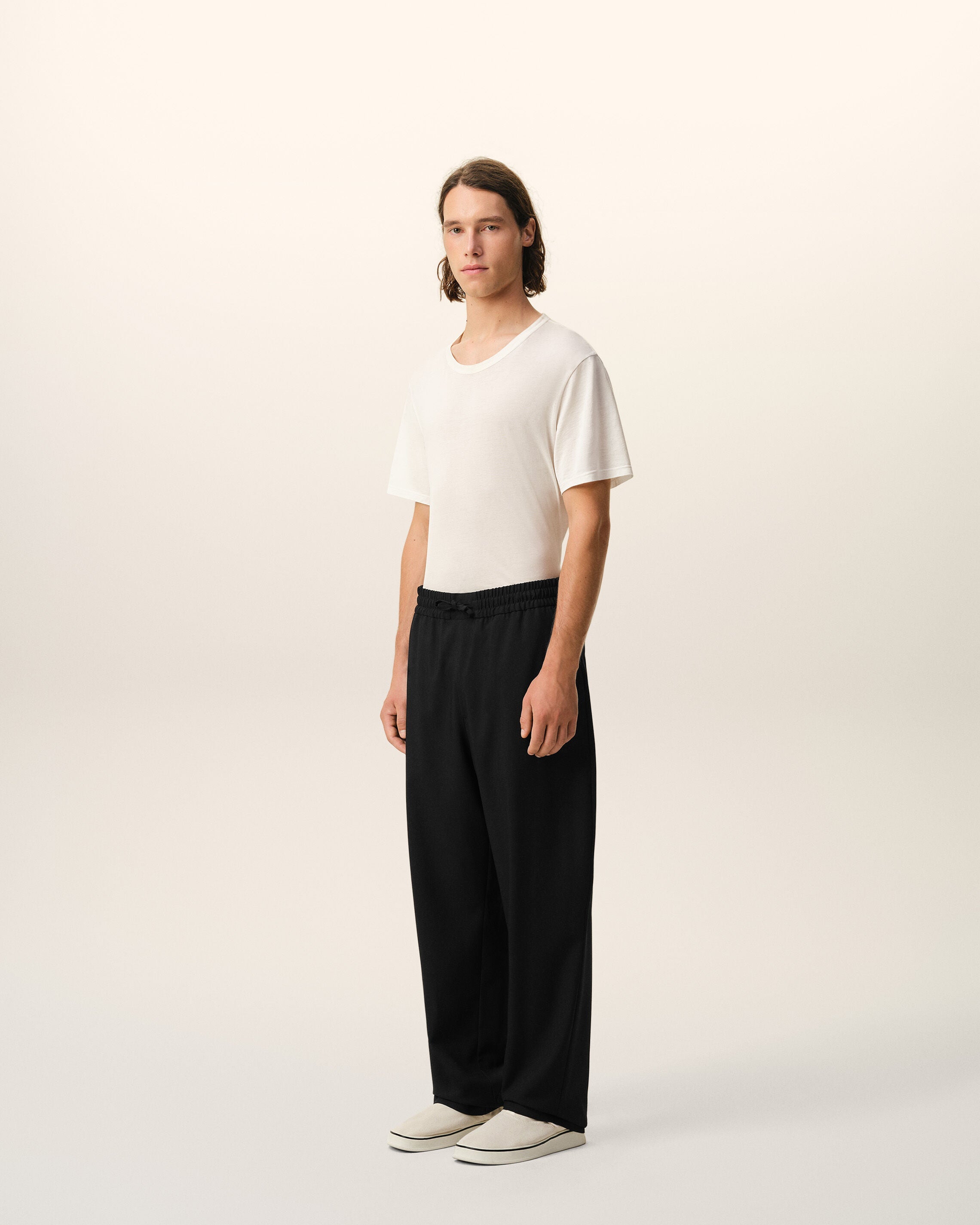AmiParis Black New Wool Elasticated Waist Trousers
