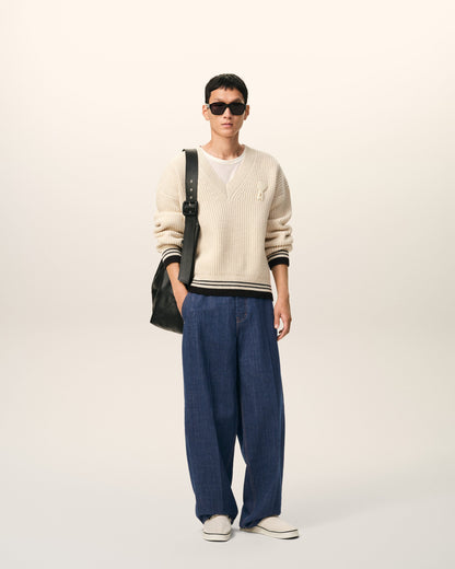 AmiParis Blue Cotton Balloon Fit Jeans