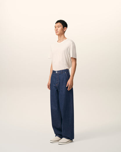 AmiParis Blue Cotton Balloon Fit Jeans