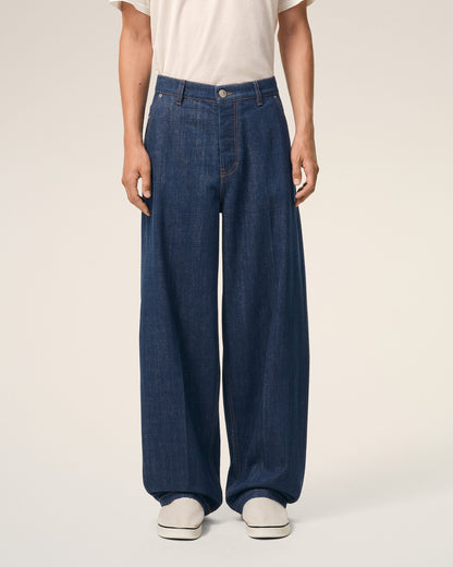 AmiParis Blue Cotton Balloon Fit Jeans