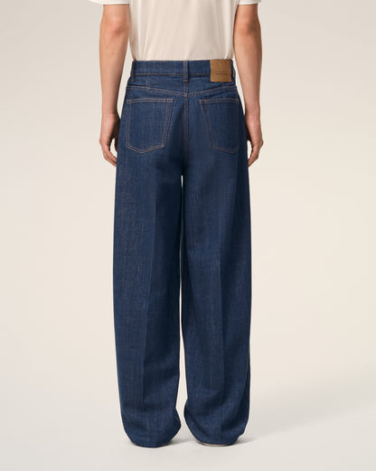 AmiParis Blue Cotton Balloon Fit Jeans