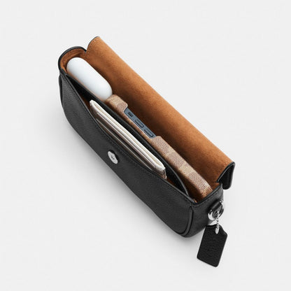 Coach Hailey Flap Bag Silver Black