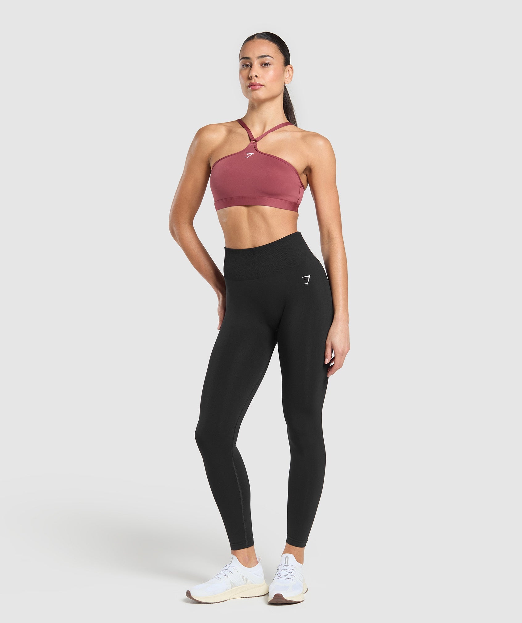 Women's Gymshark Halter Neck Sports Bra Washed Berry Pink